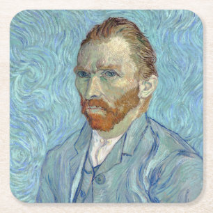 Self-Portrait, Vincent van Gogh, 1889 Square Paper Coaster
