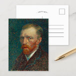 Self-Portrait | Vincent Van Gogh Postcard<br><div class="desc">Self-Portrait (1887) by Dutch post-impressionist artist Vincent Van Gogh. In 1886 Van Gogh moved to Paris, where he created at least twenty-four self portraits during his two year stay. He had studied the technique of pointillism, but applied the marks in his own unique way. The densely dabbed brushwork and intense...</div>