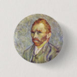 Self-portrait Vincent Willem van Gogh  Button<br><div class="desc">Self-portrait (1889).  Vincent Willem van Gogh. Self-portrait on a gray-blue background. The artist is wearing a blue-gray jacket. Reproduction of famous works of art  images in the public domain.</div>