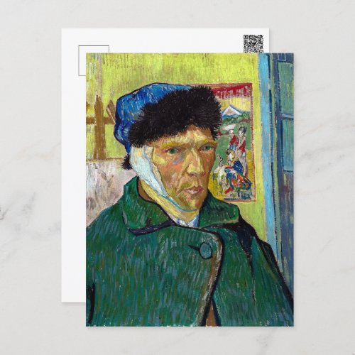 Self_Portrait w Bandaged Ear  Van Gogh  Postcard