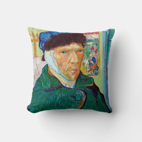 Self_Portrait With a Bandaged Ear Van Gogh Throw Pillow