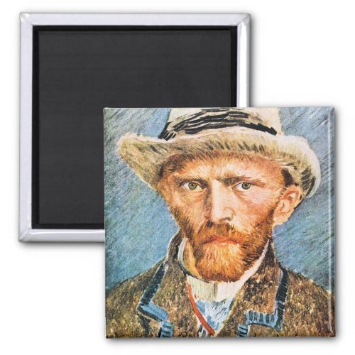 Self_portrait with a gray felt hat by van Gogh Magnet