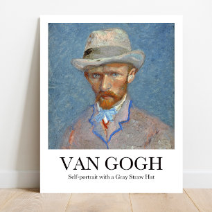 Self-portrait with a Gray Straw Hat by Van Gogh Poster