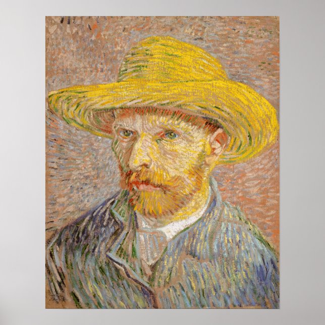 Self-Portrait with a Straw Hat by Vincent van Gogh Poster (Front)