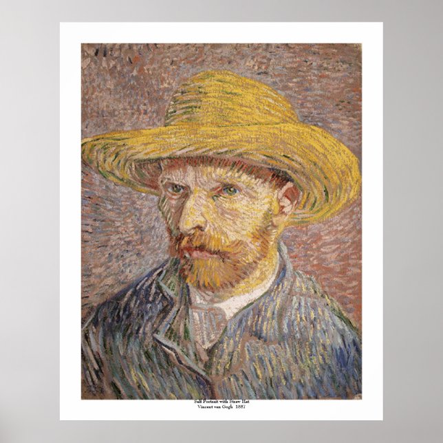 Self Portrait with a Straw Hat by Vincent van Gogh Poster (Front)