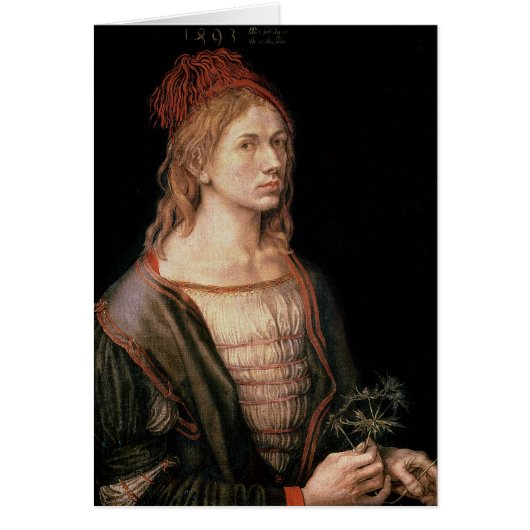 Self Portrait with a Thistle, 1493 Cards (Front)