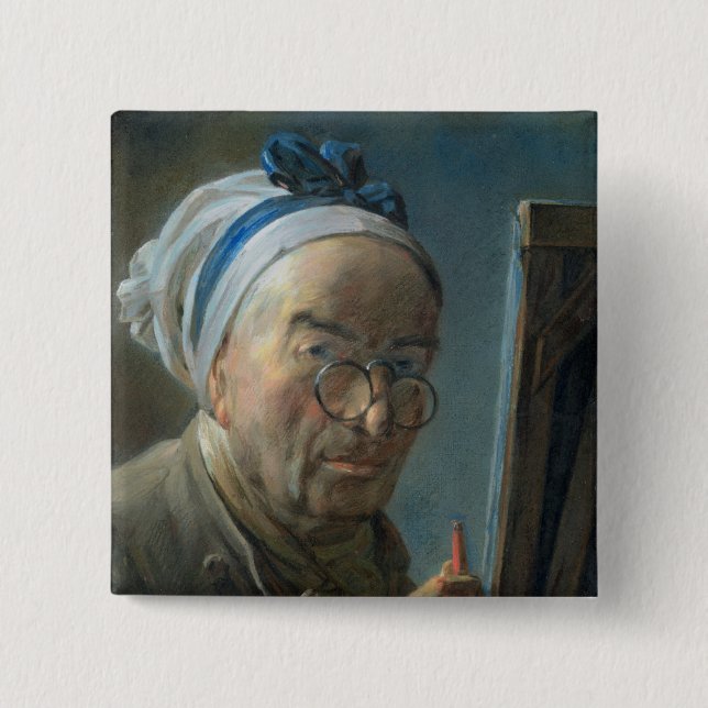 Self Portrait with an Easel, c.1775-79 Pinback Button (Front)