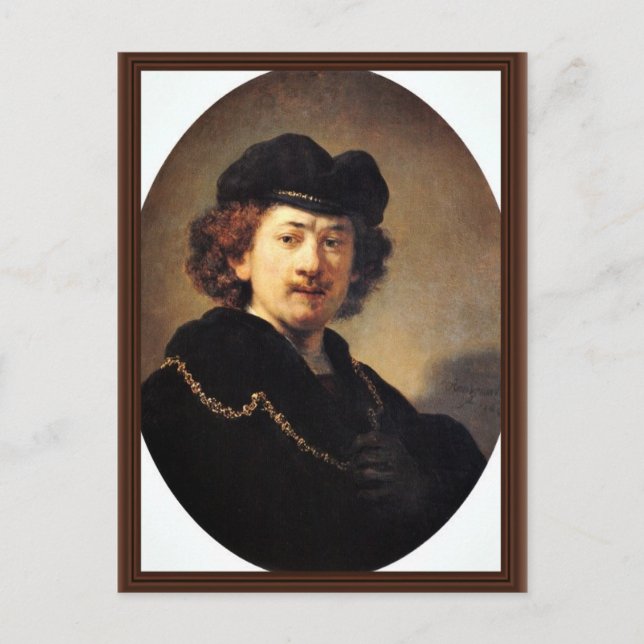 Self-Portrait With Beret And Gold Chain [1]. Postcard (Front)