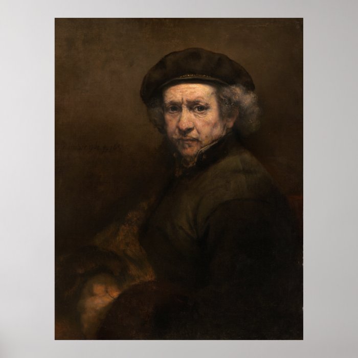Self Portrait with Beret by Rembrandt Poster