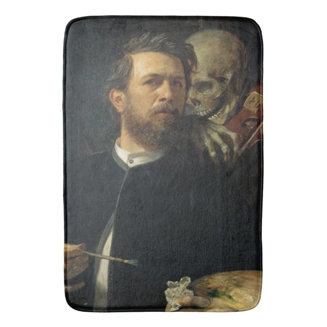 Self-Portrait With Death as a Fiddler (by Böcklin) Bath Mat (Front Vertical)