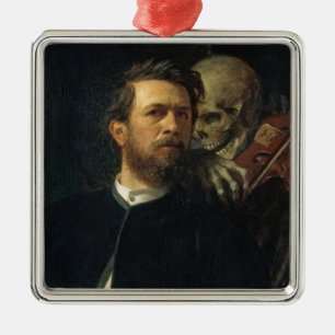 Self-Portrait With Death as a Fiddler (by Böcklin) Metal Ornament