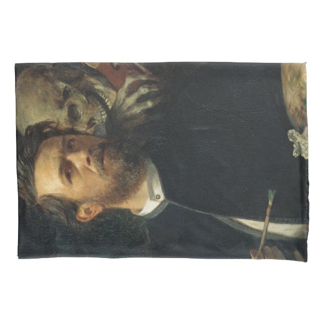 Self-Portrait With Death as a Fiddler (by Böcklin) Pillow Case (Front-Left)