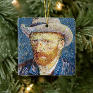 Self Portrait with Felt Hat Vincent van Gogh art Ceramic Ornament