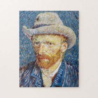 Self Portrait with Felt Hat Vincent van Gogh art Jigsaw Puzzle