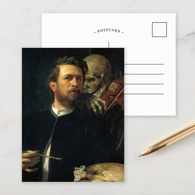 Self-Portrait with Fiddling Death | Arnold Böcklin Postcard (Creator Uploaded)