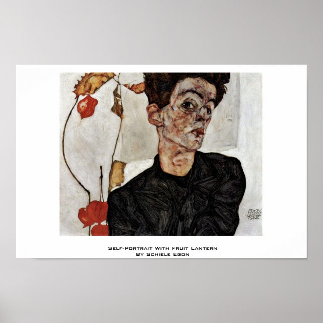 Self-Portrait With Fruit Lantern By Schiele Egon Poster (Front)