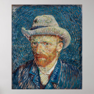 Self Portrait with Grey Felt Hat by Vincent van Go Poster