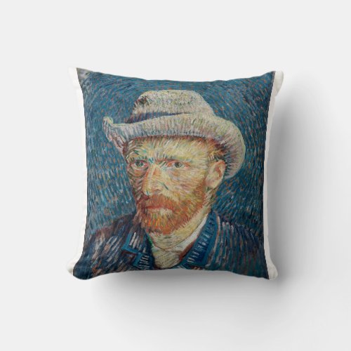 Self Portrait with Grey Felt Hat by Vincent van Go Throw Pillow