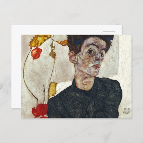 Self_Portrait with Physalis  Egon Schiele  Postcard