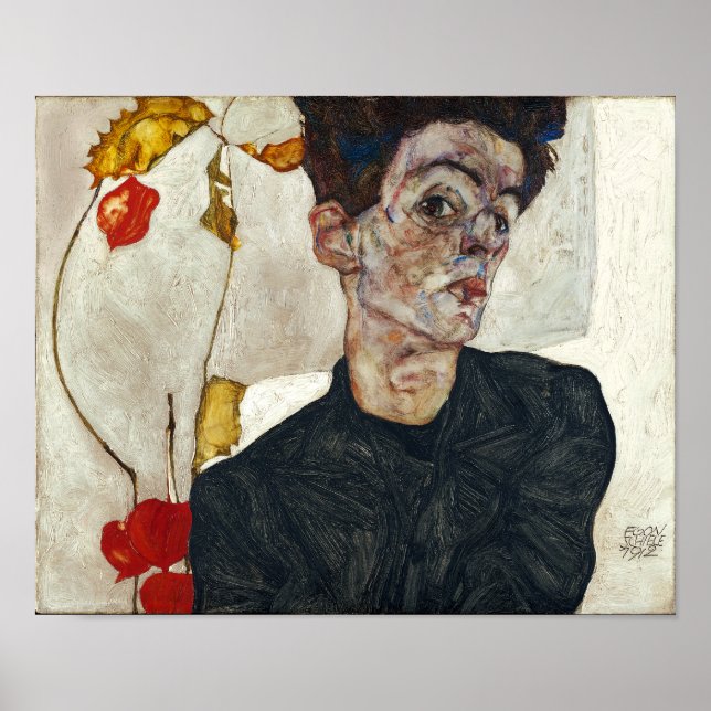 Self-Portrait with Physalis | Egon Schiele | Poster (Front)