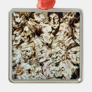 Self portrait with portraits of Giacomo Metal Ornament