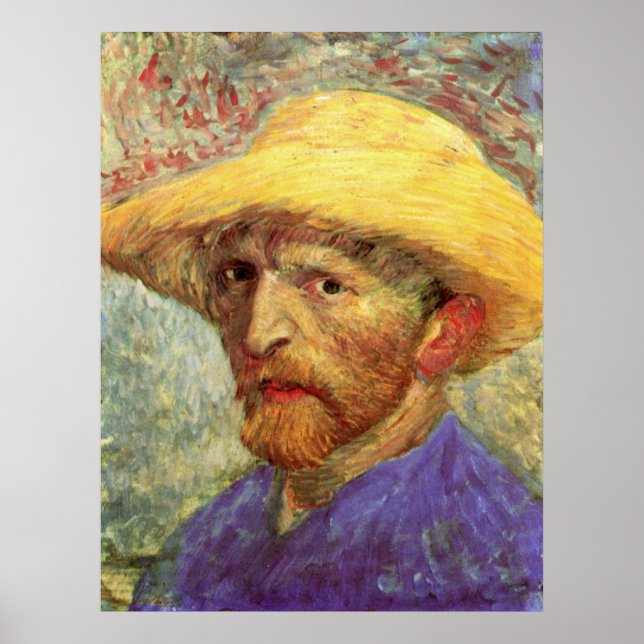 Self-Portrait with Straw Hat by Vincent van Gogh Poster (Front)