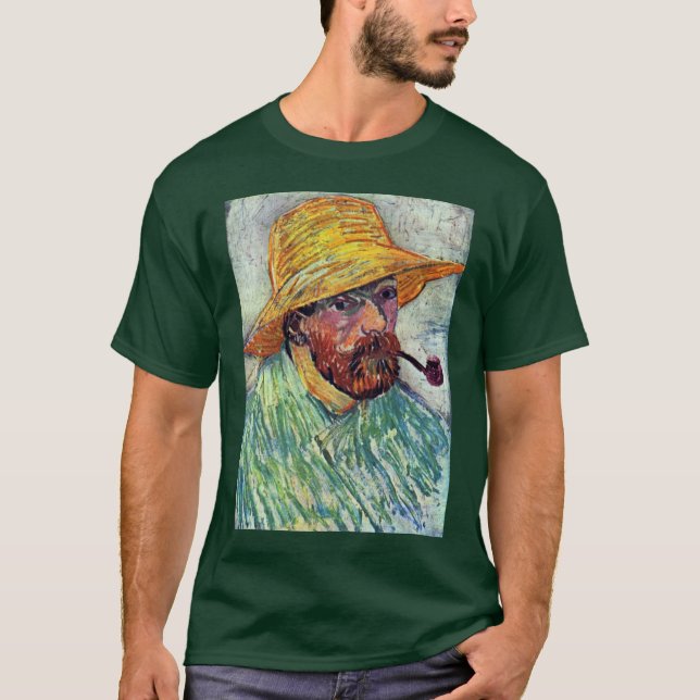 Self-Portrait With Straw Hat By Vincent Van Gogh T-Shirt (Front)