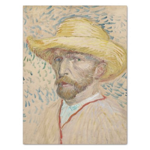 Self_Portrait with Straw Hat by Vincent Van Gogh Tissue Paper