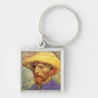Self-Portrait with Straw Hat Van Gogh Fine Art Keychain