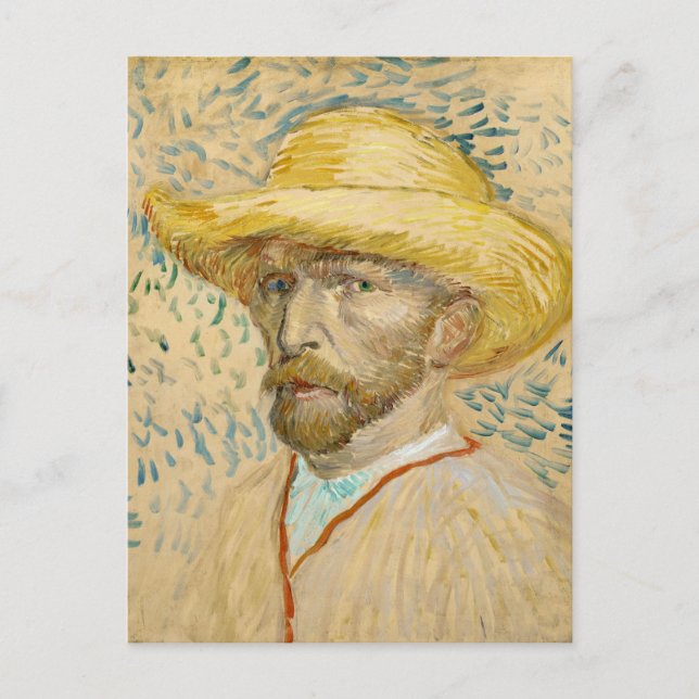 Self-Portrait with Straw Hat Van Gogh Fine Art Postcard (Front)