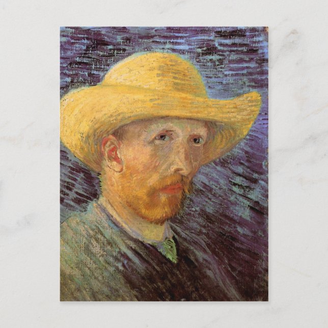 Self-Portrait with Straw Hat Van Gogh Fine Art Postcard (Front)