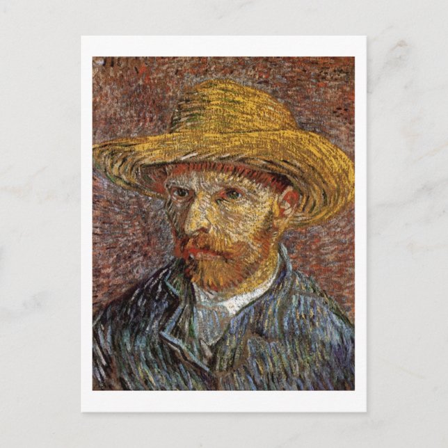 Self-Portrait with Straw Hat Van Gogh Fine Art Postcard (Front)