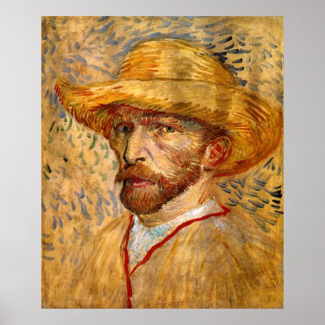 Self Portrait with Straw Hat, Vincent Van Gogh Poster (Front)