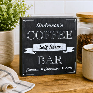 Self Serve Family Coffee Bar Wooden Box Sign
