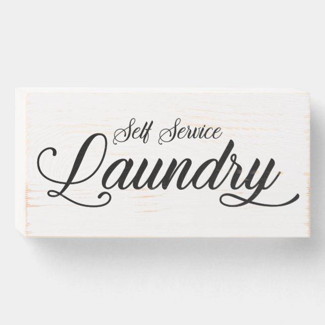 Self Service Laundry Wooden Sign (Front Horizontal)