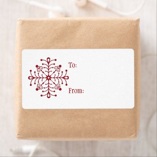 SelfStick Christmas Gift Tag Snowflake Label Zazzle