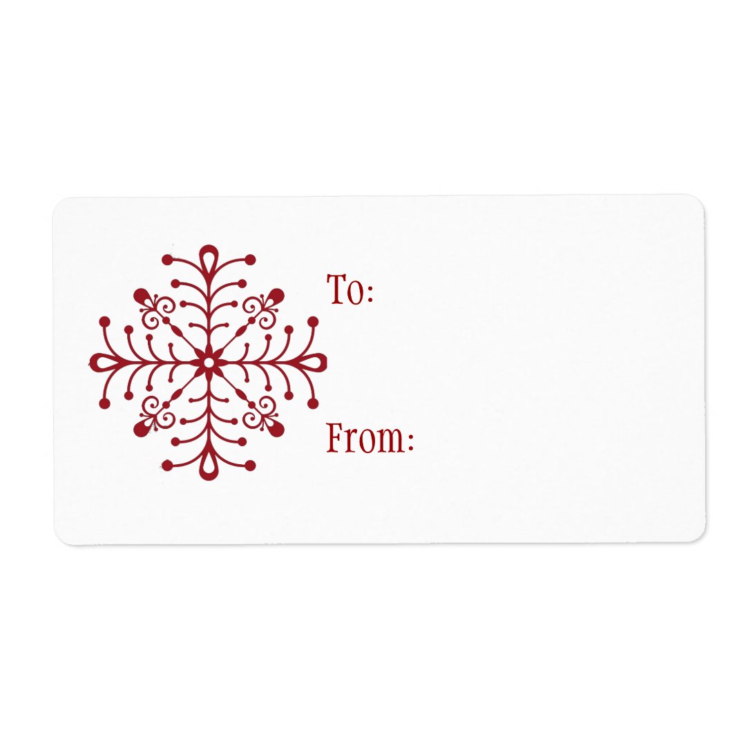SelfStick Christmas Gift Tag Snowflake Label Zazzle