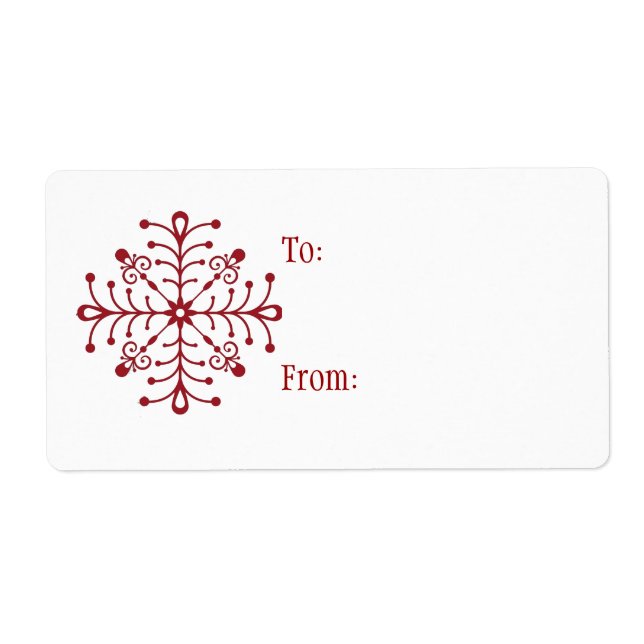 Self-Stick Christmas Gift Tag: Snowflake Label (Front)