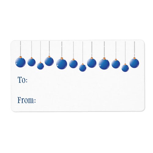 Self_Stick Gift Tag Blue Christmas Balls Label