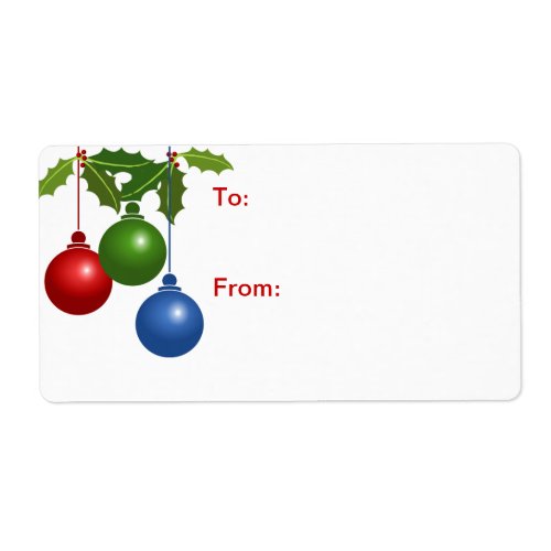 Self-Stick Gift Tag: Colored Christmas Balls Label