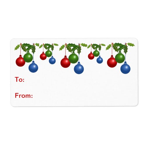 Self_Stick Gift Tag Colored Christmas Balls Label