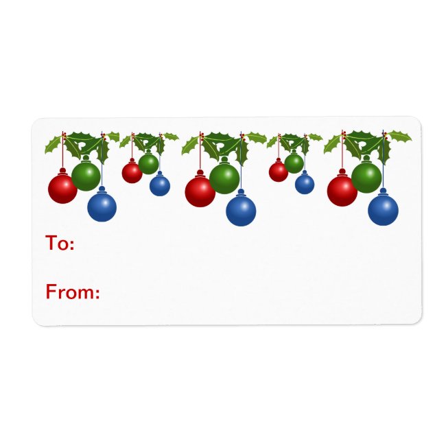 Self-Stick Gift Tag: Colored Christmas Balls