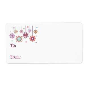 Self-Stick Gift Tag: Colored Christmas Snowflakes Label