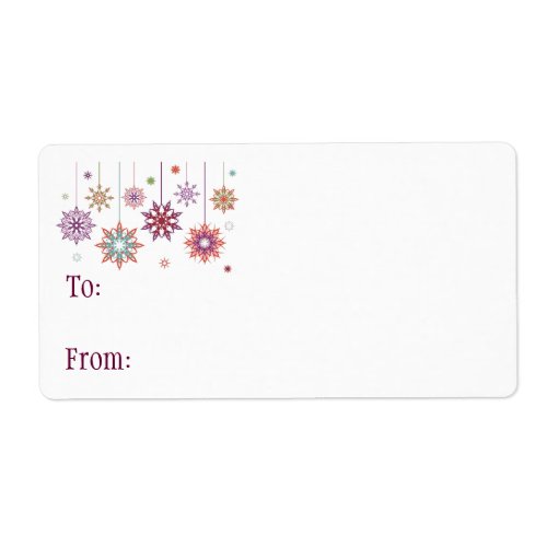 Self_Stick Gift Tag Colored Christmas Snowflakes Label