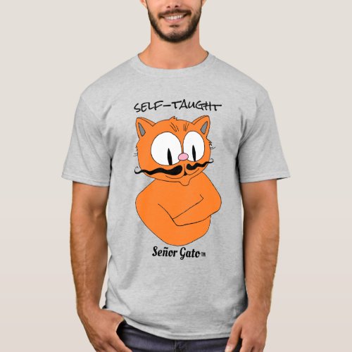 Self_taught Cartoon Mustache cat T_Shirt