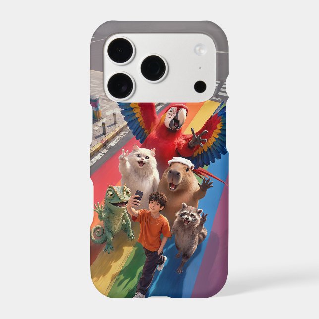 Selfie Boy Rainbow Crossing iPhone Case (Back)