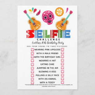 Selfie Challenge game Birthday party fiesta Invitation
