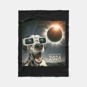 Selfie Dalmatian Kids Mens Solar Eclipse Dog Fleece Blanket