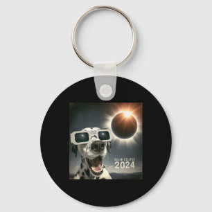 Selfie Dalmatian Kids Mens Solar Eclipse Dog  Keychain