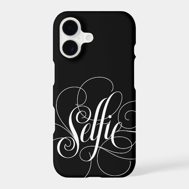 SELFIE  Elegant Lettering Black Luxury Calligraphy Case-Mate iPhone Case (Back)